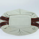 CELINE Shoulder Bag Leather White Brown Auth bs18904-5