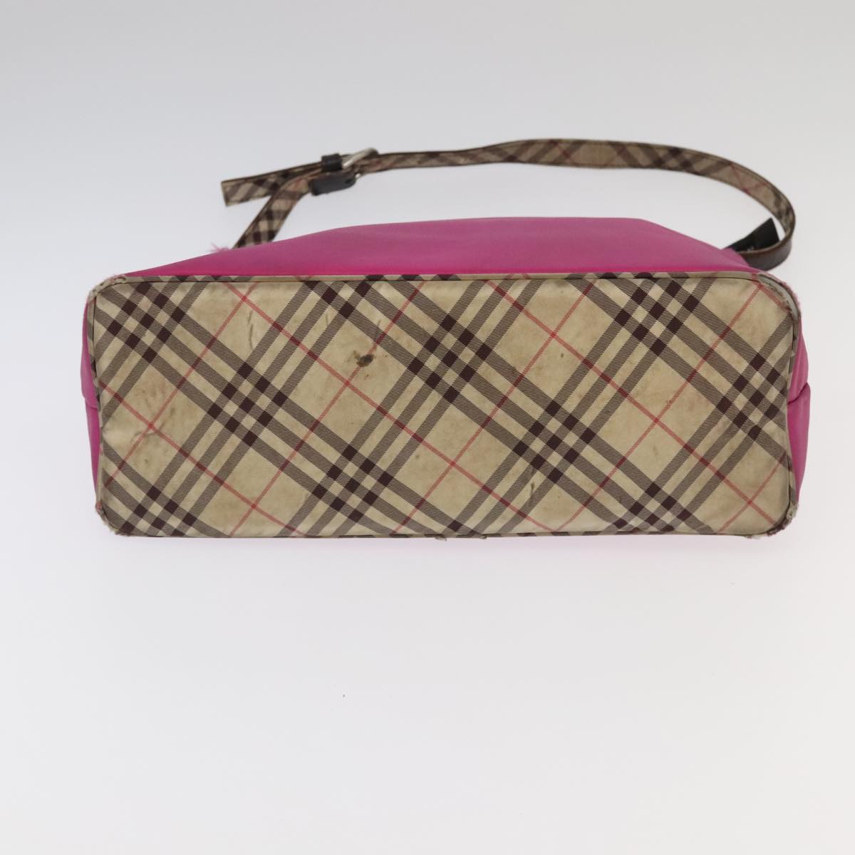 BURBERRY Nova Check Hand Bag Canvas 4Set Beige Purple Auth bs18915