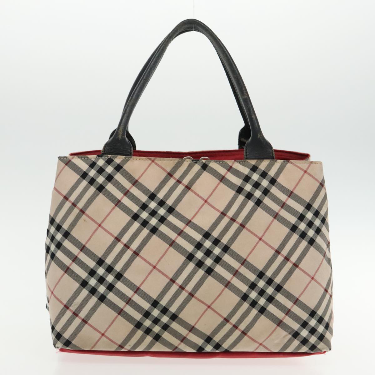 BURBERRY Nova Check Hand Bag Nylon 2Set Beige Auth bs18924