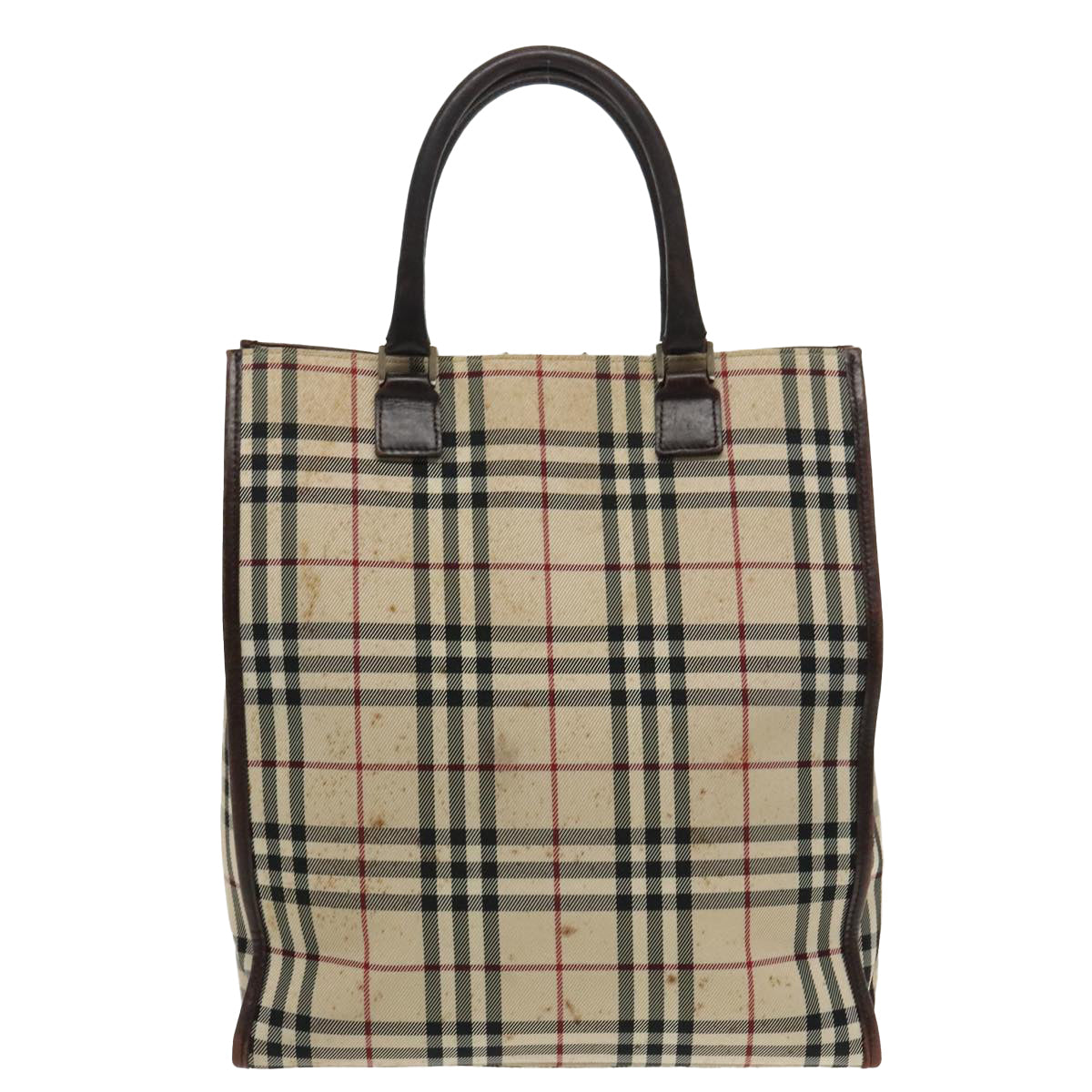 BURBERRY Nova Check Hand Bag Nylon 2Set Beige Auth bs18924