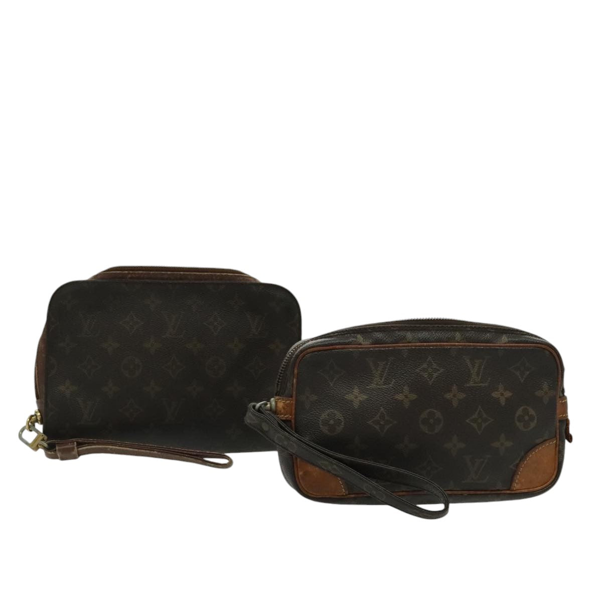 LOUIS VUITTON Monogram Clutch Bag 2Set LV Auth bs18926