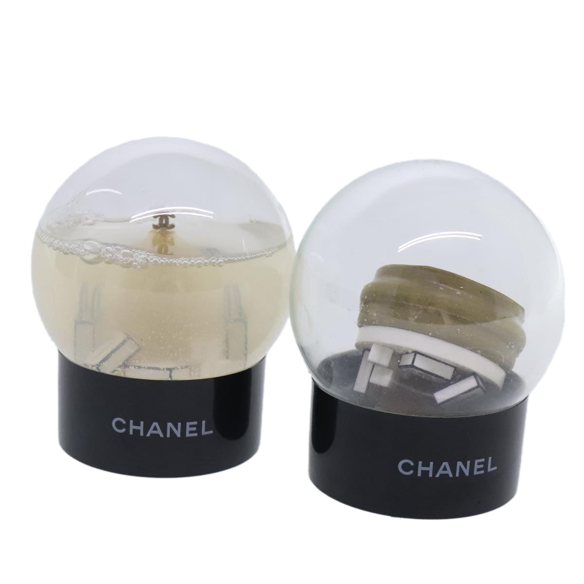 CHANEL Snow Globe 2Set Clear CC Auth bs18933