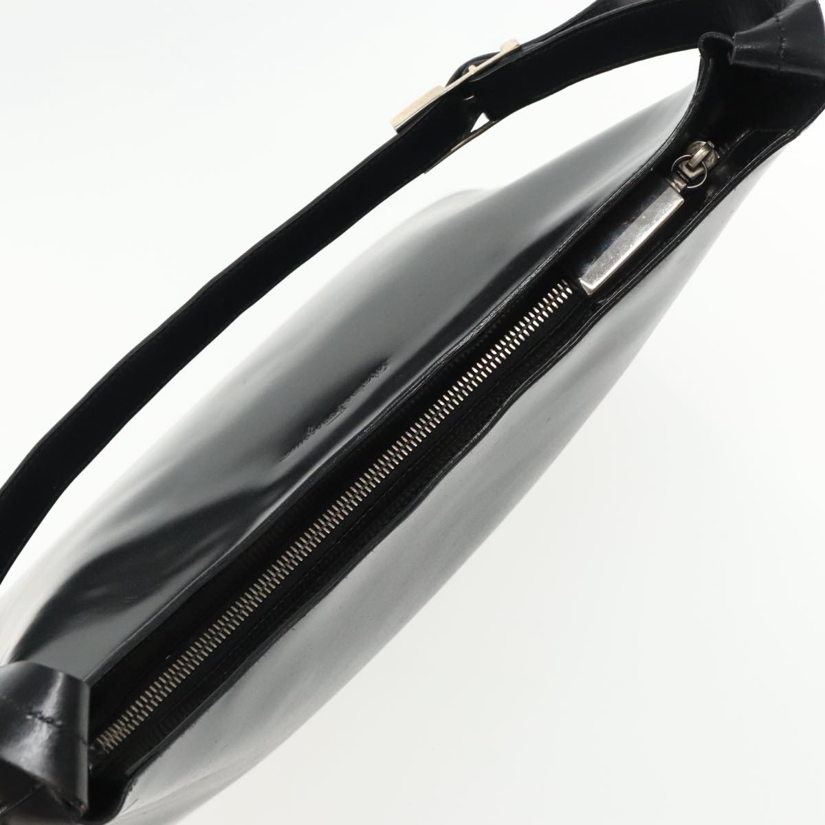 Salvatore Ferragamo Shoulder Bag Patent leather Black Silver Auth bs18939