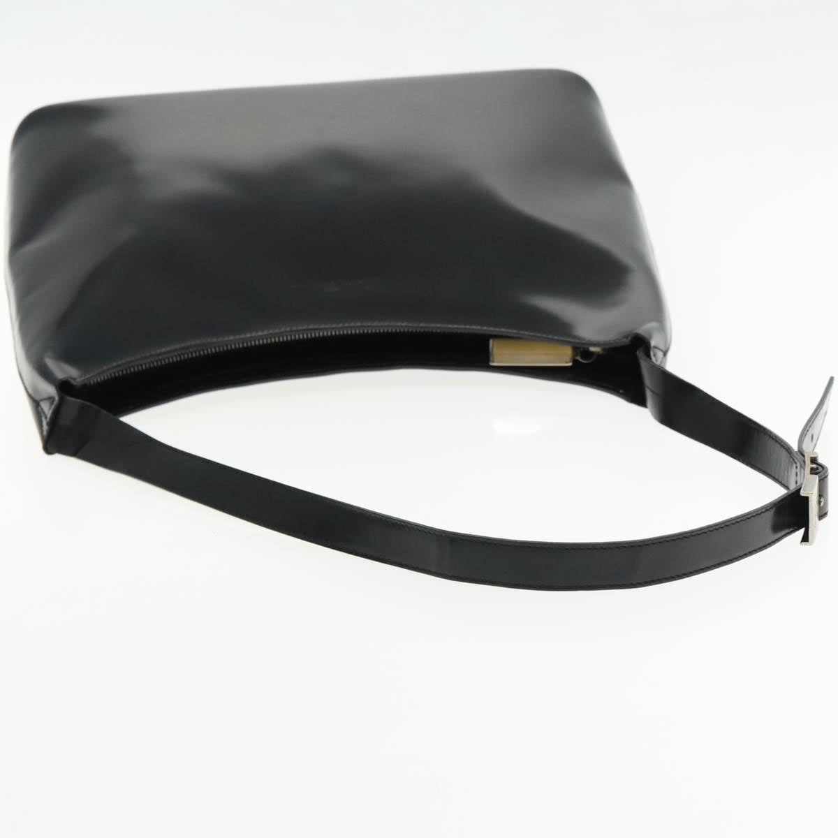 Salvatore Ferragamo Shoulder Bag Patent leather Black Silver Auth bs18939