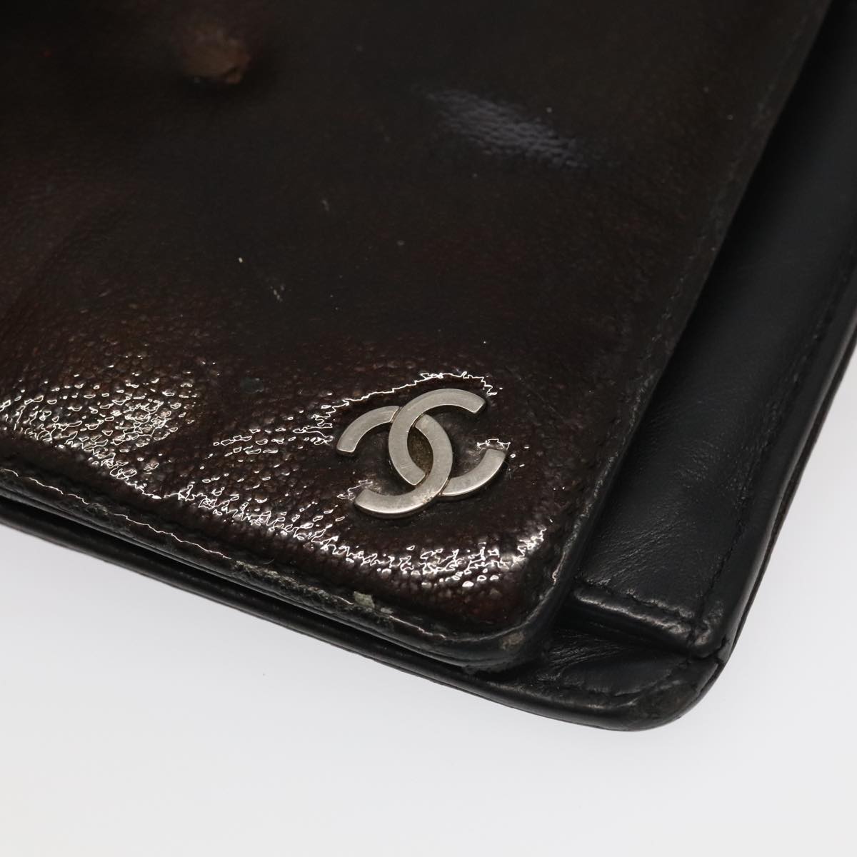 CHANEL Wallet Leather 3Set Black Beige CC Auth bs18941