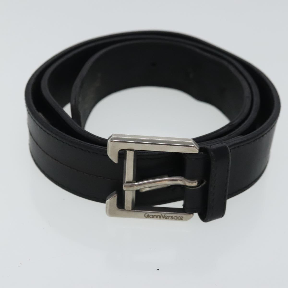 Gianni Versace Belt Leather 2Set Black Auth bs18951