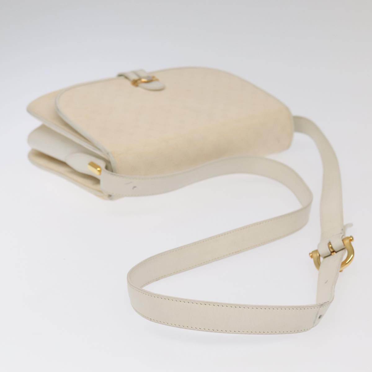 GUCCI Micro GG Canvas Shoulder Bag Leather 4Set White Beige Red Auth bs18953