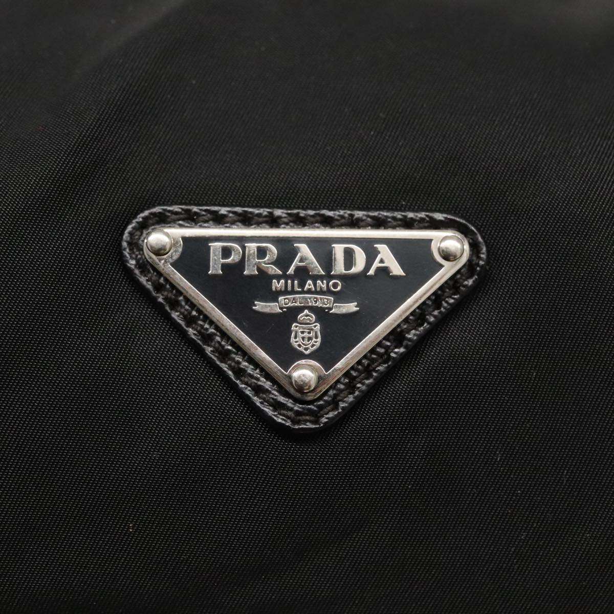 PRADA Hand Bag Nylon Black Silver Auth bs18963