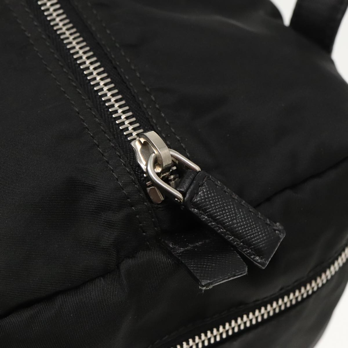 PRADA Hand Bag Nylon Black Silver Auth bs18963