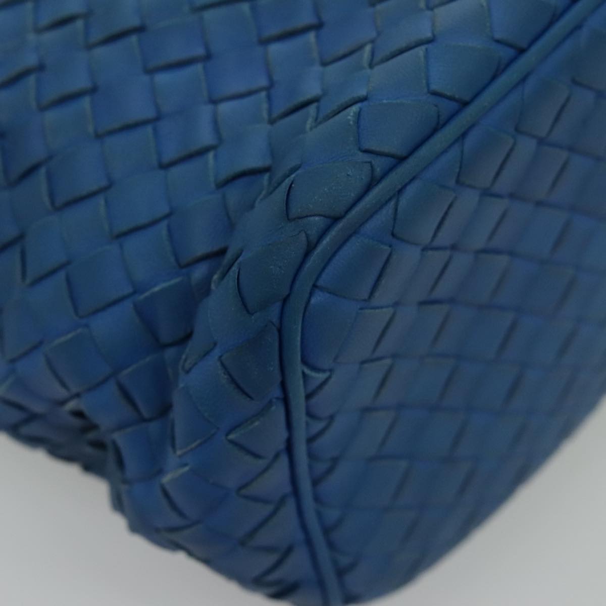 BOTTEGA VENETA INTRECCIATO Shoulder Bag Leather Blue Auth bs18968