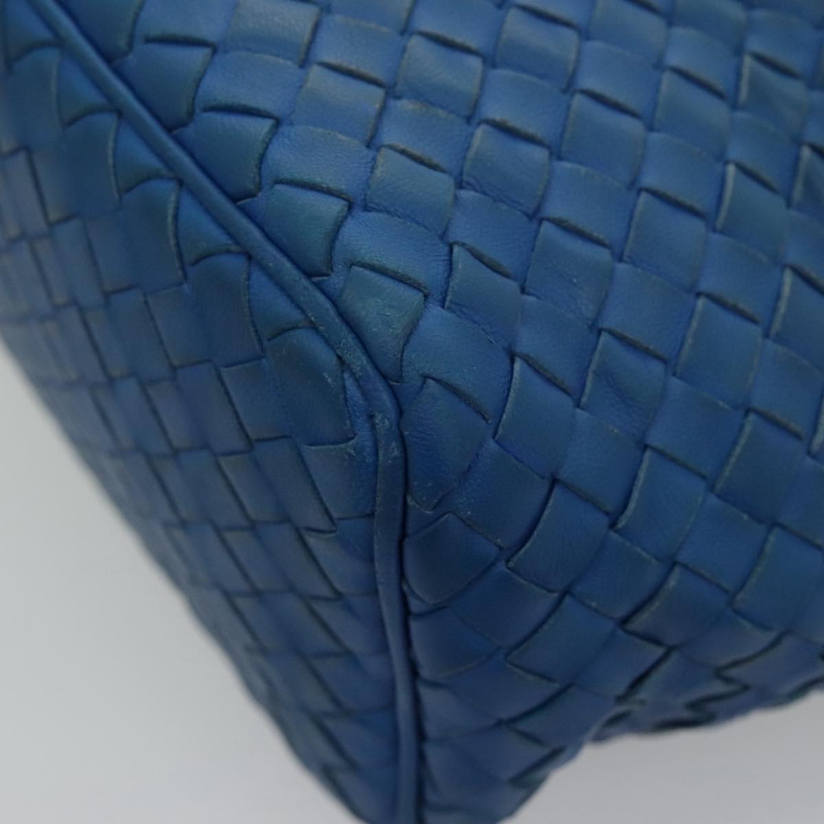 BOTTEGA VENETA INTRECCIATO Shoulder Bag Leather Blue Auth bs18968