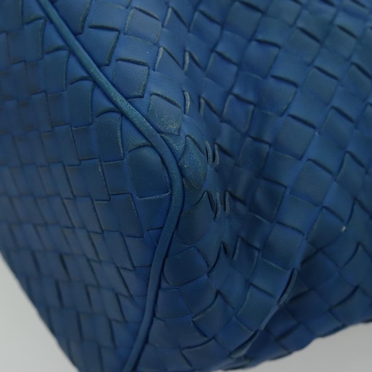 BOTTEGA VENETA INTRECCIATO Shoulder Bag Leather Blue Auth bs18968