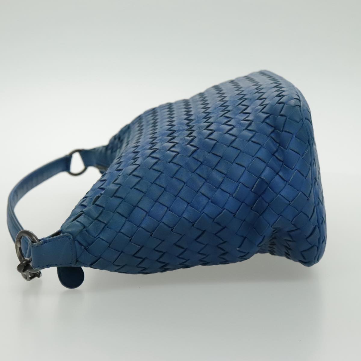 BOTTEGA VENETA INTRECCIATO Shoulder Bag Leather Blue Auth bs18968