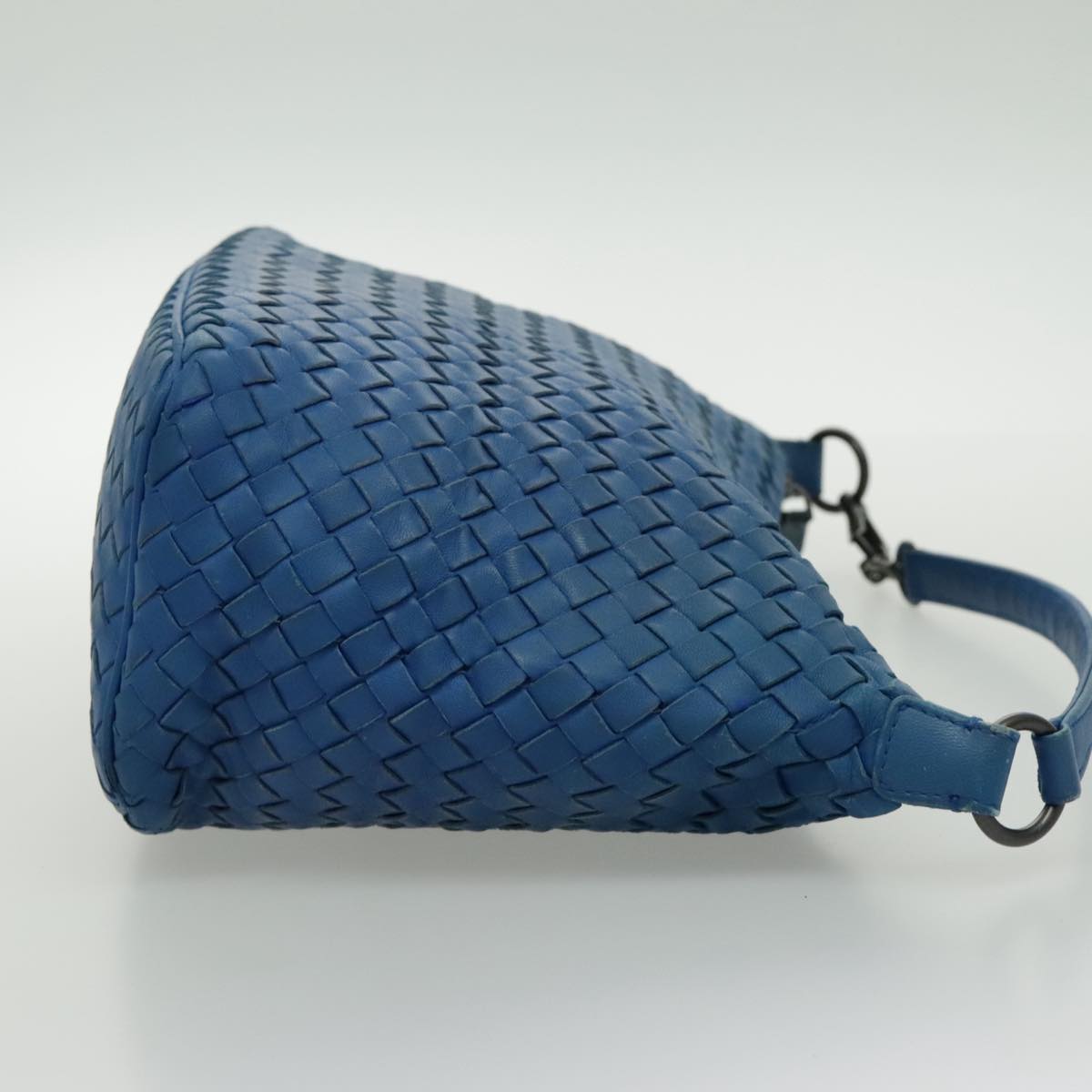 BOTTEGA VENETA INTRECCIATO Shoulder Bag Leather Blue Auth bs18968