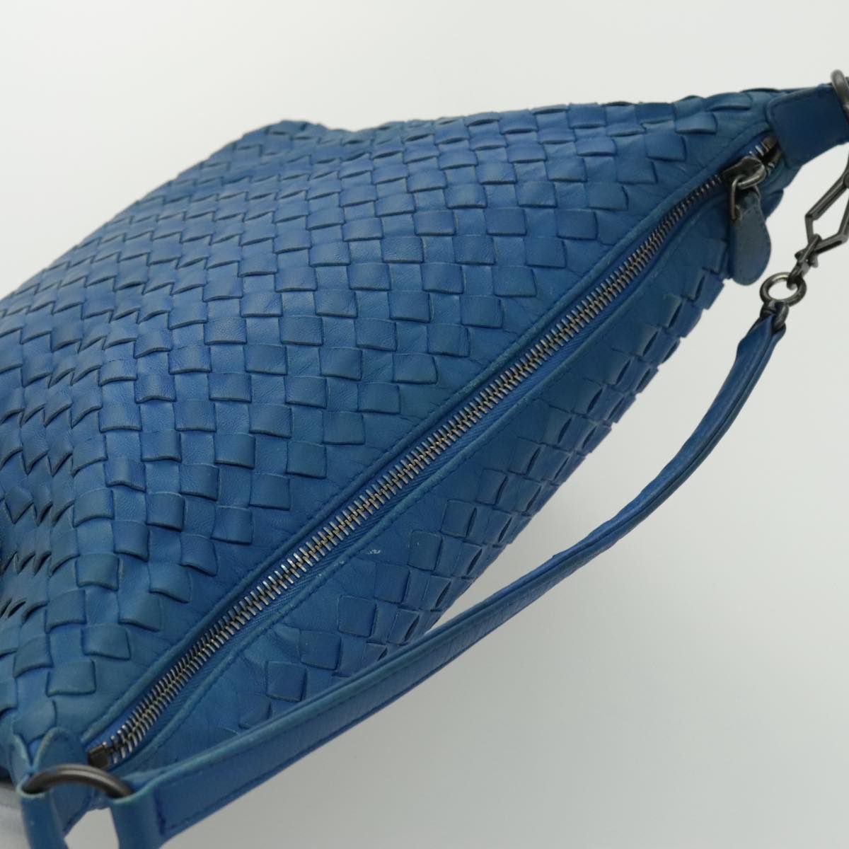 BOTTEGA VENETA INTRECCIATO Shoulder Bag Leather Blue Auth bs18968