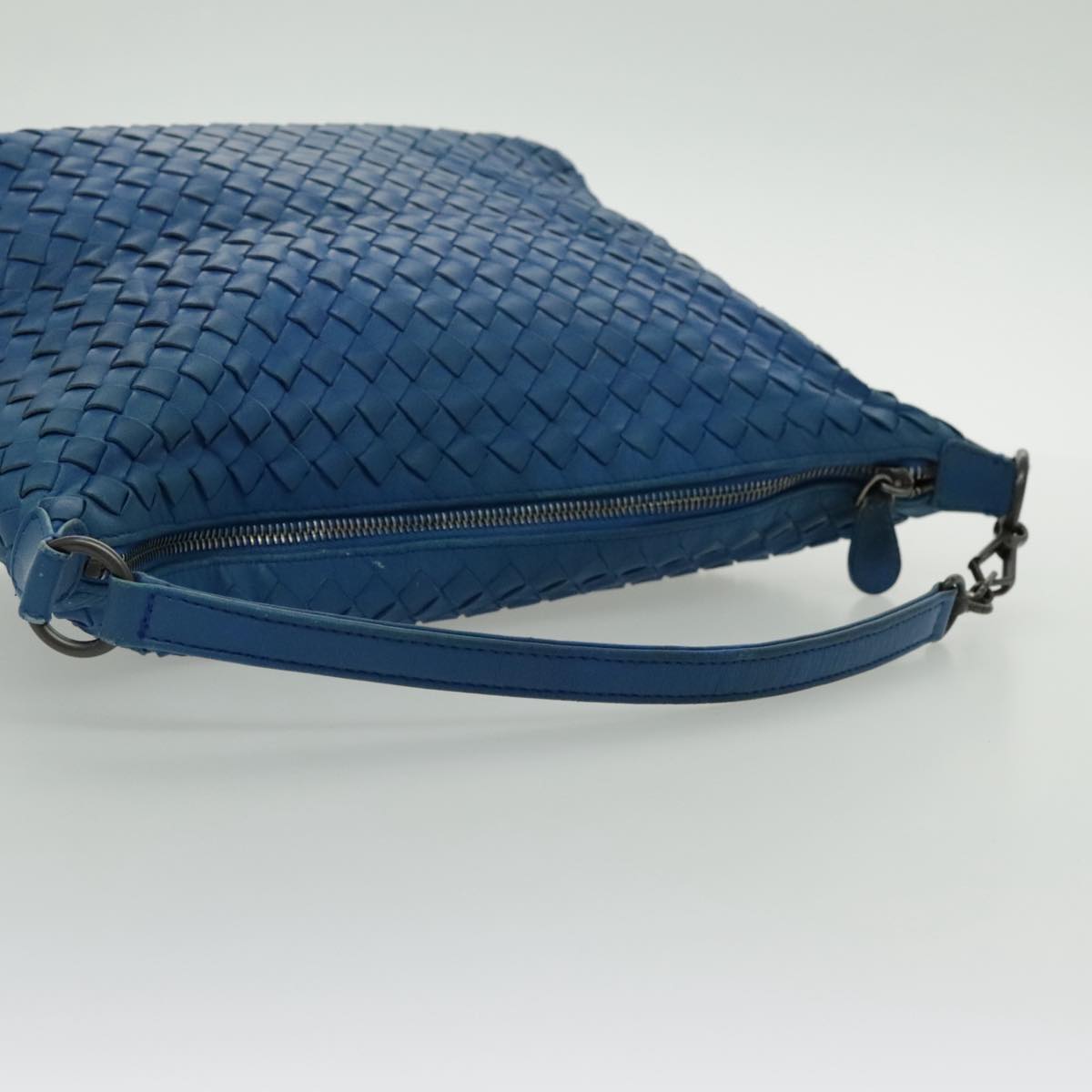 BOTTEGA VENETA INTRECCIATO Shoulder Bag Leather Blue Auth bs18968