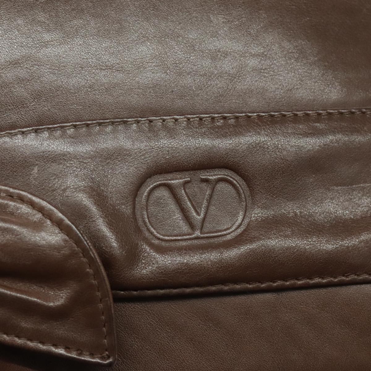 VALENTINO Shoulder Bag Leather Brown Auth bs18971