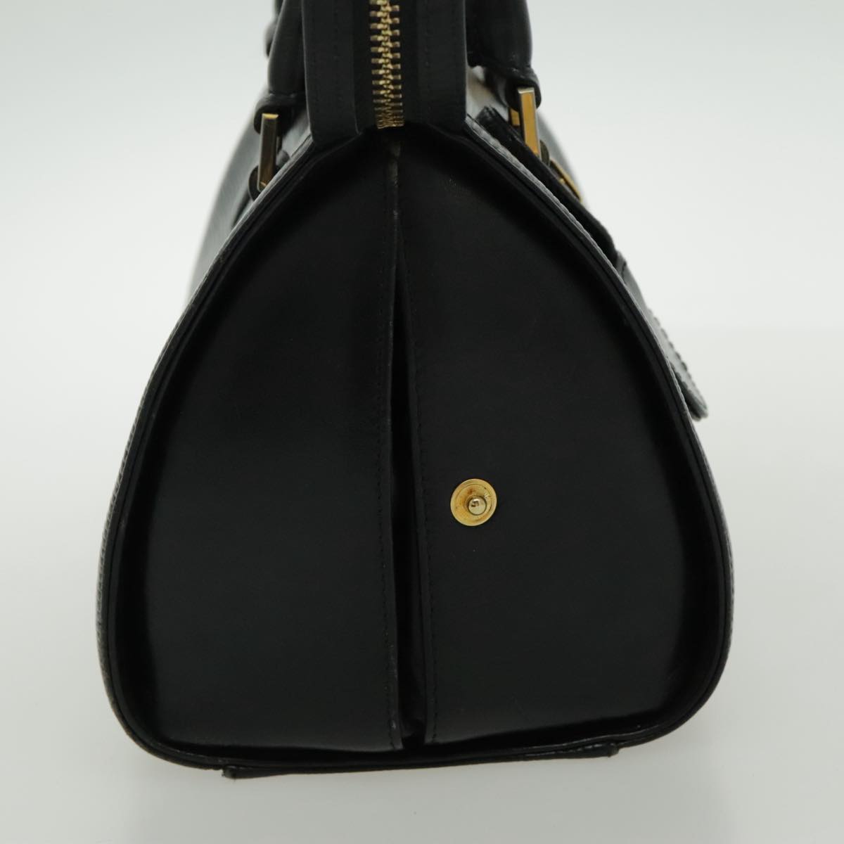 VALENTINO Hand Bag Leather Black Gold Auth bs18972