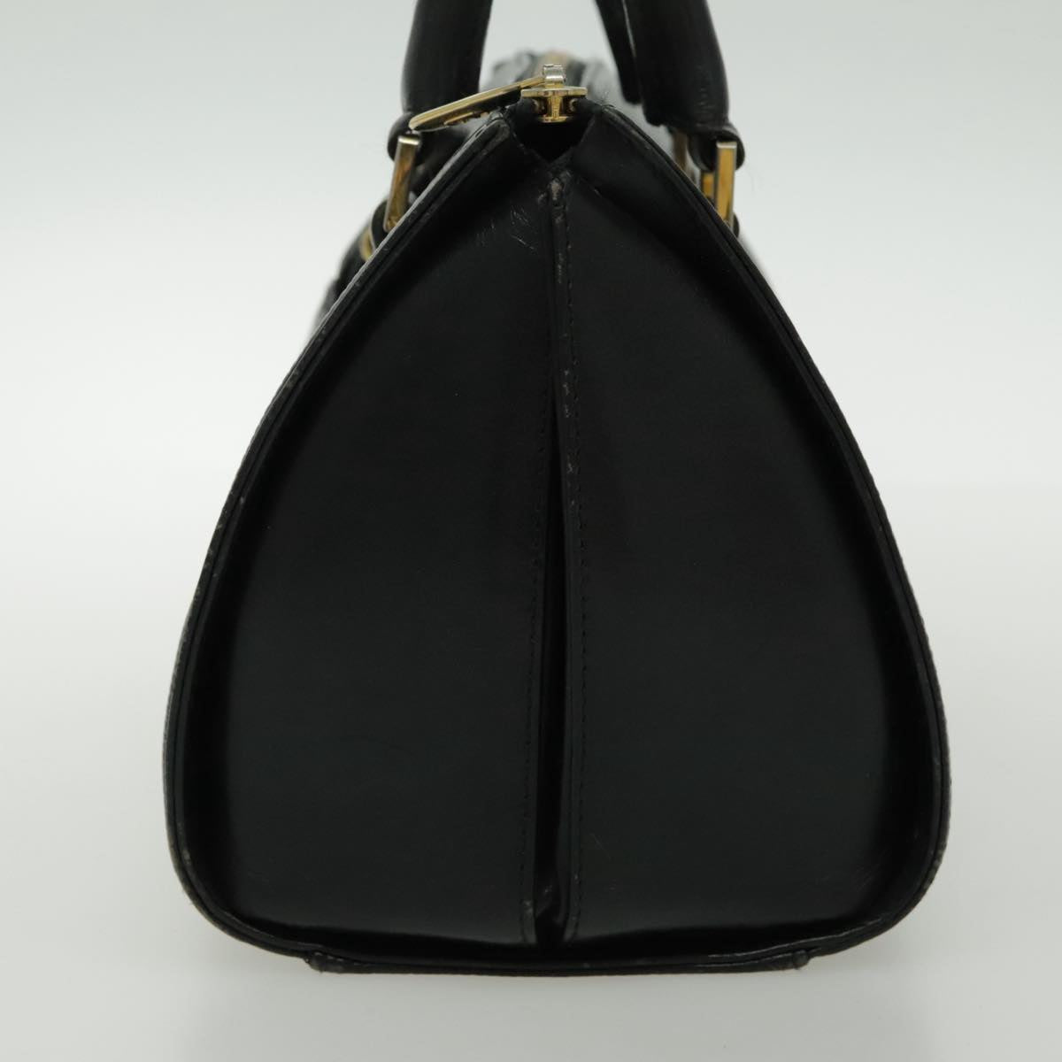 VALENTINO Hand Bag Leather Black Gold Auth bs18972