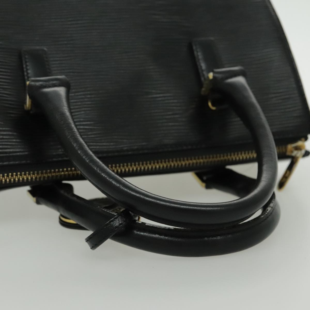 VALENTINO Hand Bag Leather Black Gold Auth bs18972