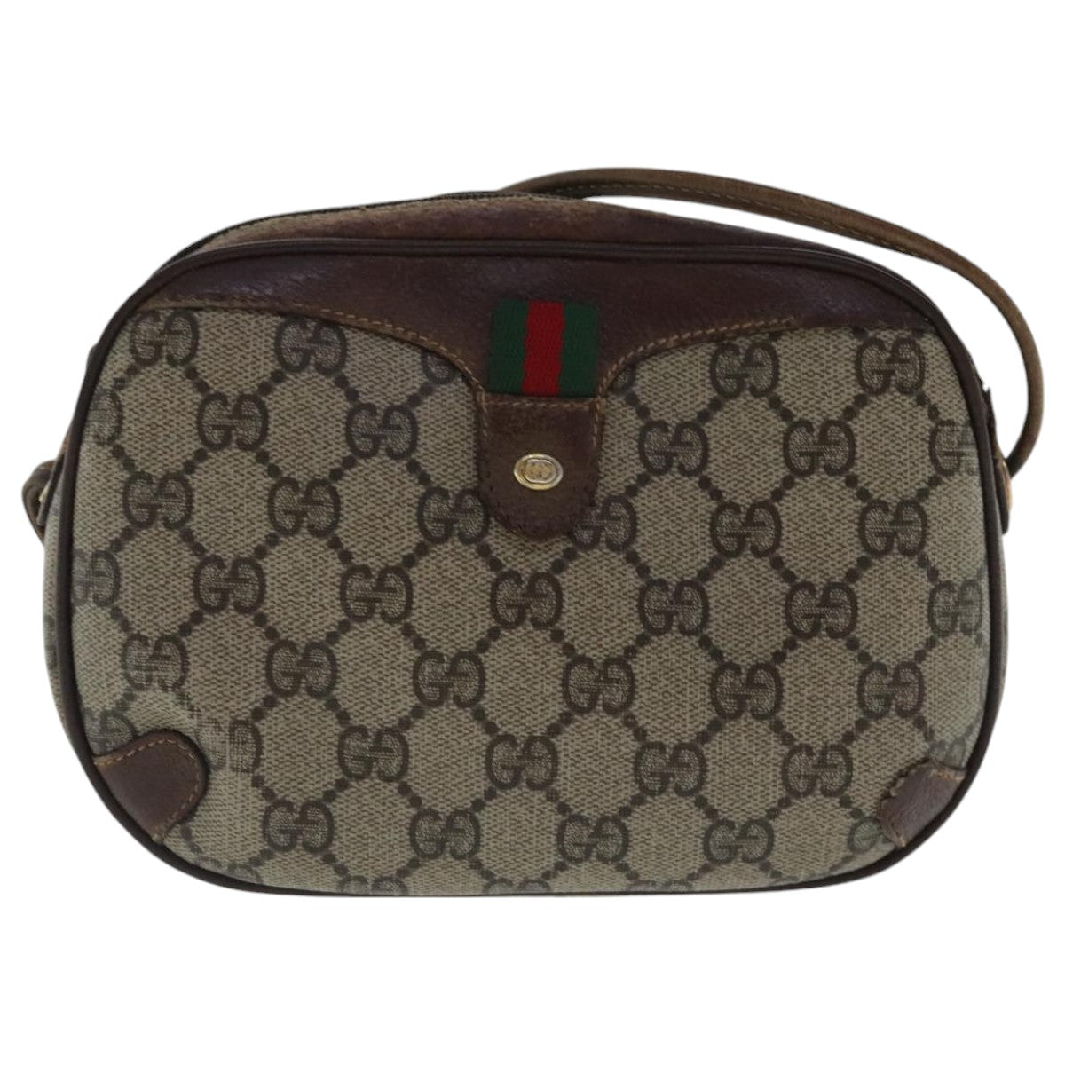 GUCCI GG Supreme Web Sherry Line Shoulder Bag PVC Beige 89 02 066 Auth bs18984