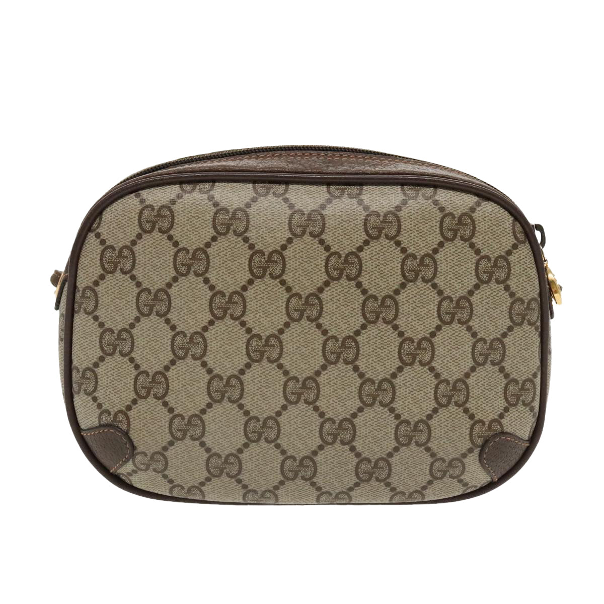 GUCCI GG Supreme Web Sherry Line Shoulder Bag PVC Beige Gold Auth bs18985 - 0