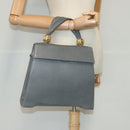 Salvatore Ferragamo Hand Bag Leather Gray Gold Auth bs18987-20
