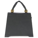 Salvatore Ferragamo Hand Bag Leather Gray Gold Auth bs18987-2