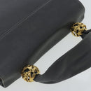 Salvatore Ferragamo Hand Bag Leather Gray Gold Auth bs18987-6