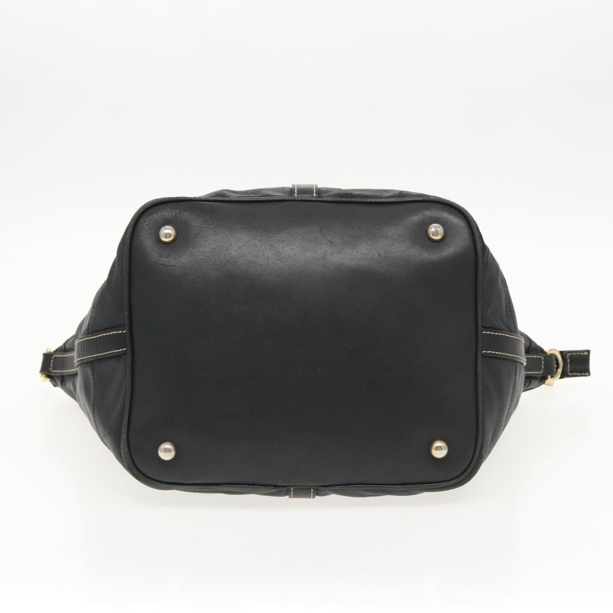 LOEWE Shoulder Bag Leather 2way Black Gold Auth bs18989