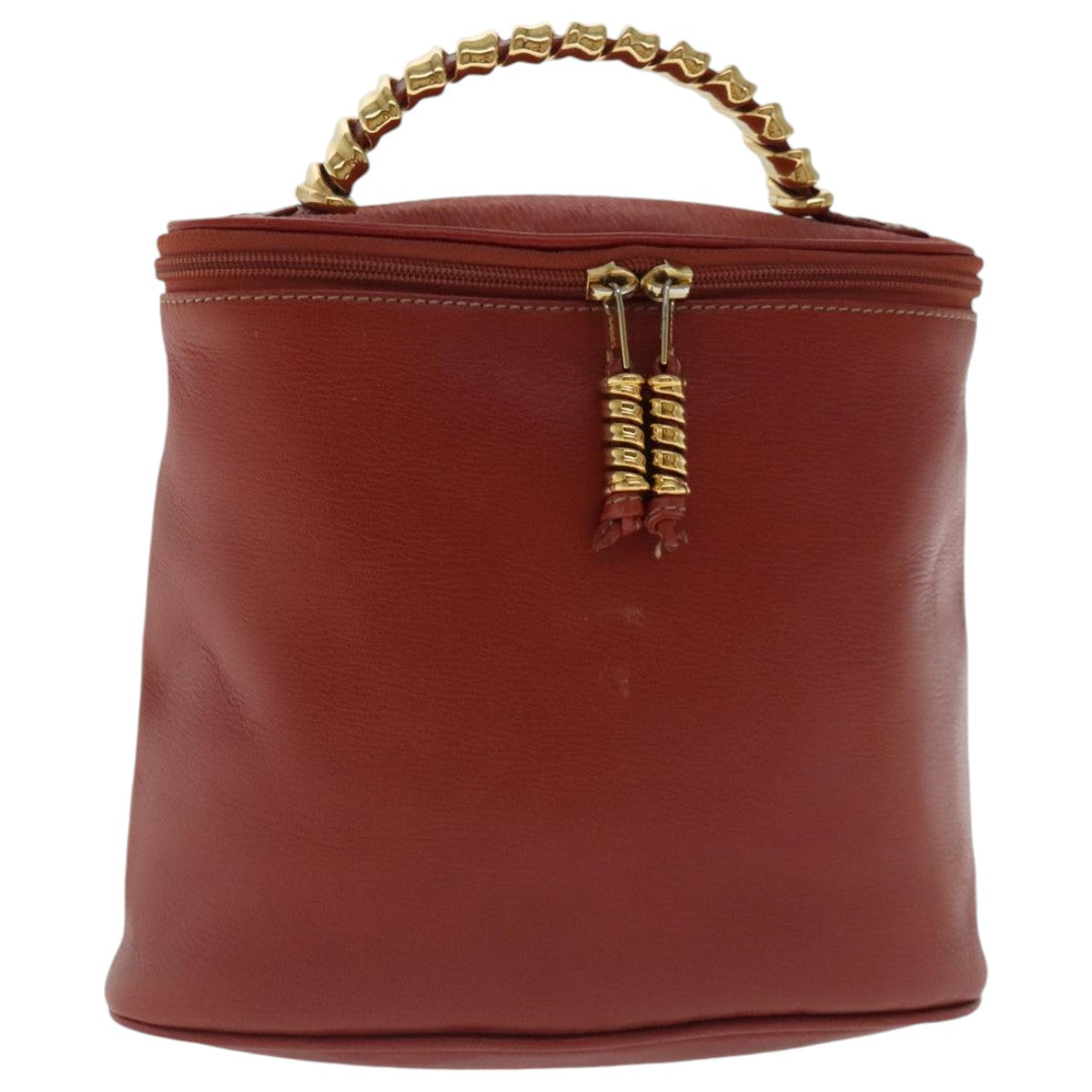 LOEWE Hand Bag Leather Red Gold Auth bs18992