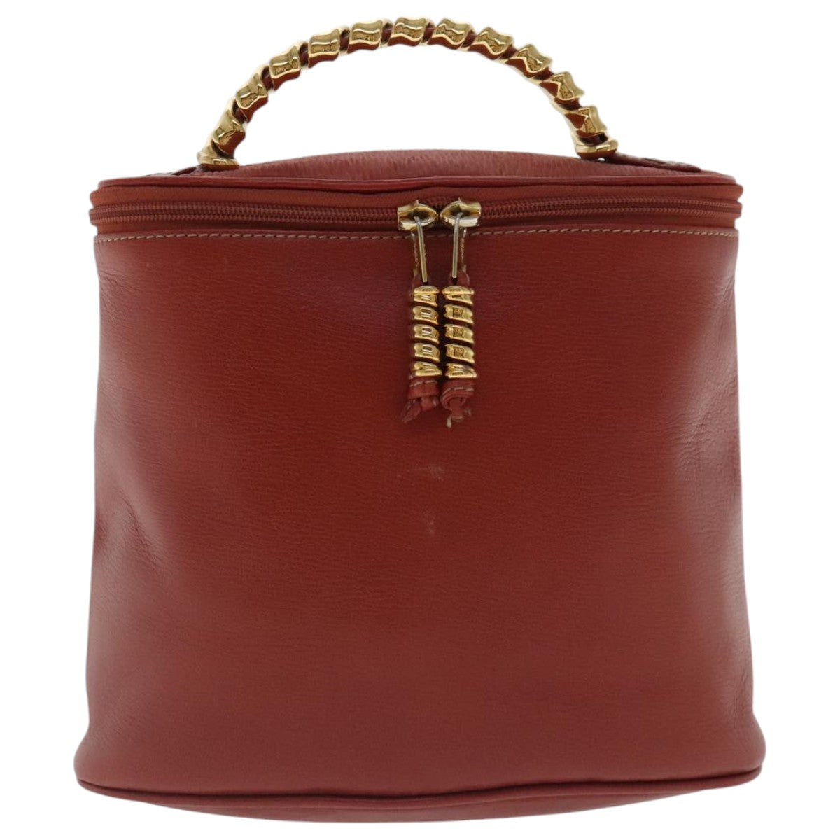 LOEWE Hand Bag Leather Red Gold Auth bs18992