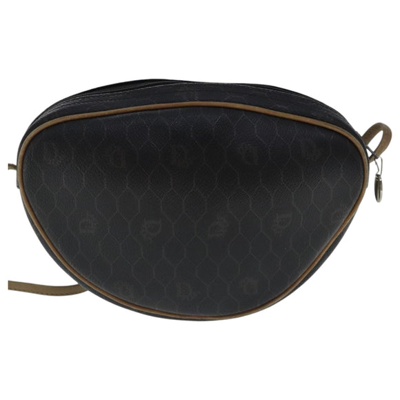 Christian Dior Honeycomb Canvas Shoulder Bag PVC Black Brown Silver Auth bs18994