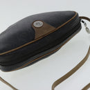 Christian Dior Honeycomb Canvas Shoulder Bag PVC Black Brown Silver Auth bs18994-6