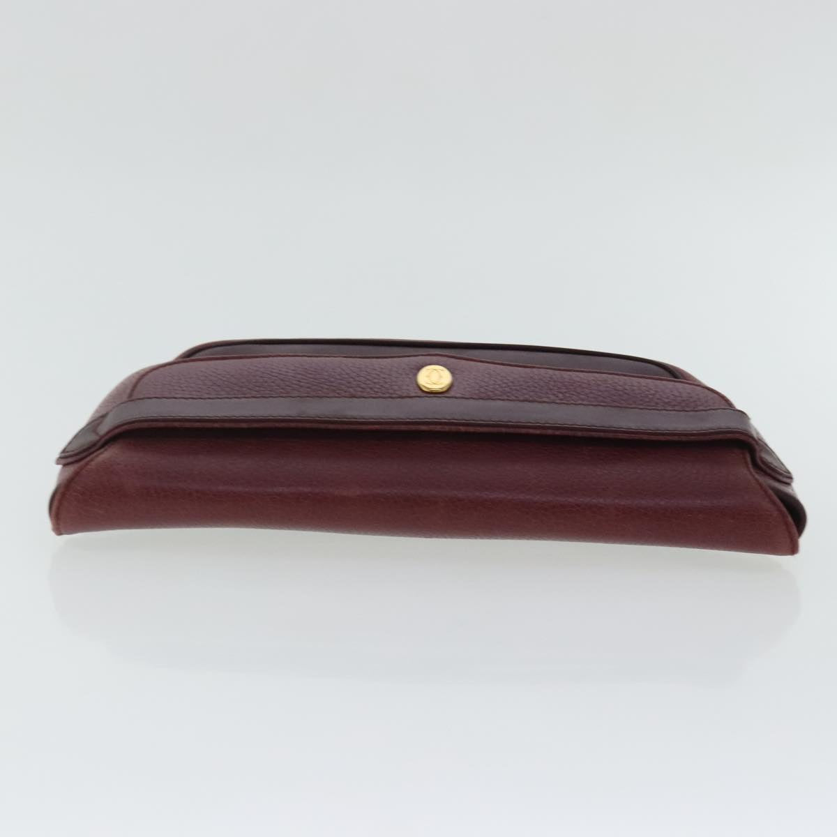 CARTIER Clutch Bag Leather Red Gold Auth bs18996