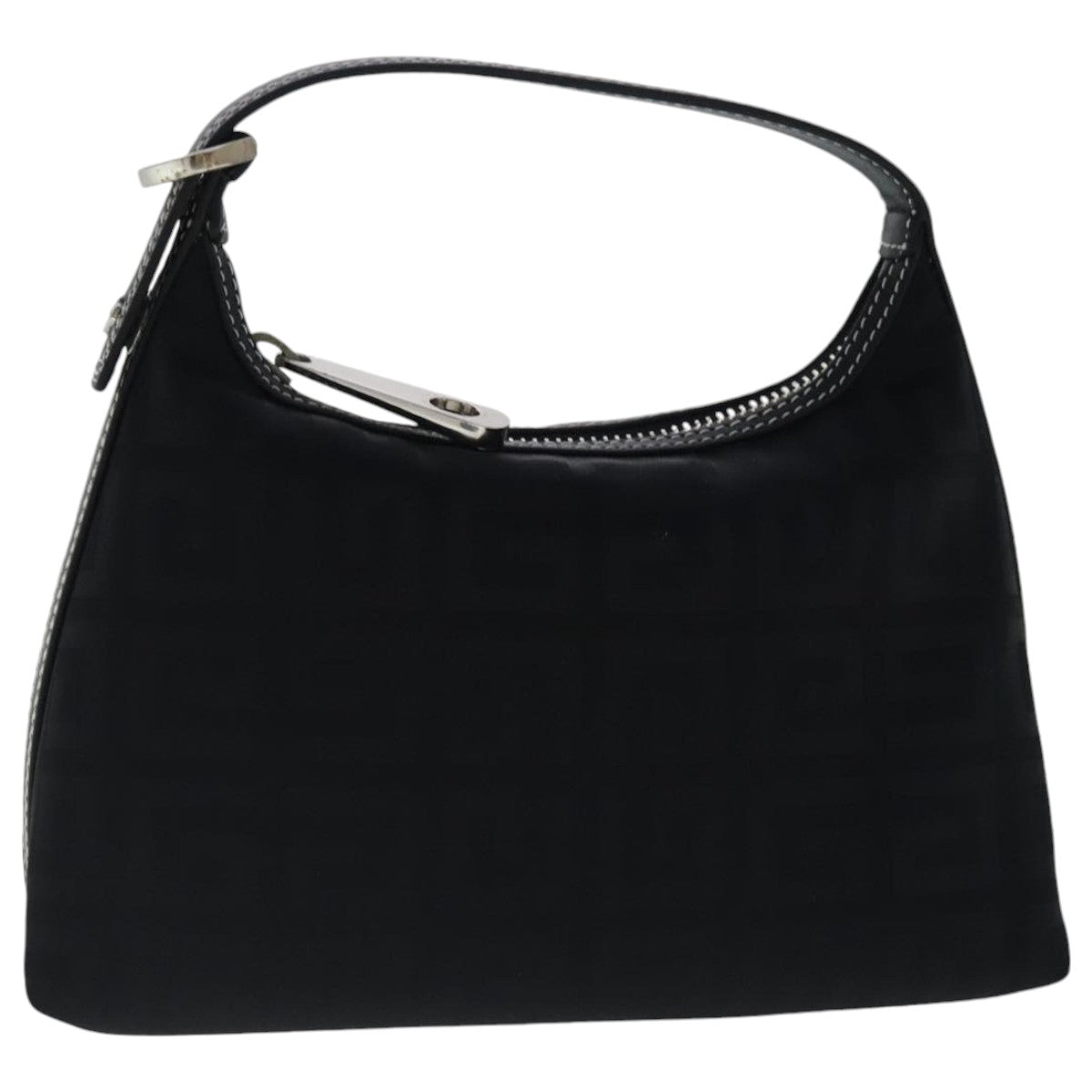 GIVENCHY Hand Bag Nylon Black Silver Auth bs18997