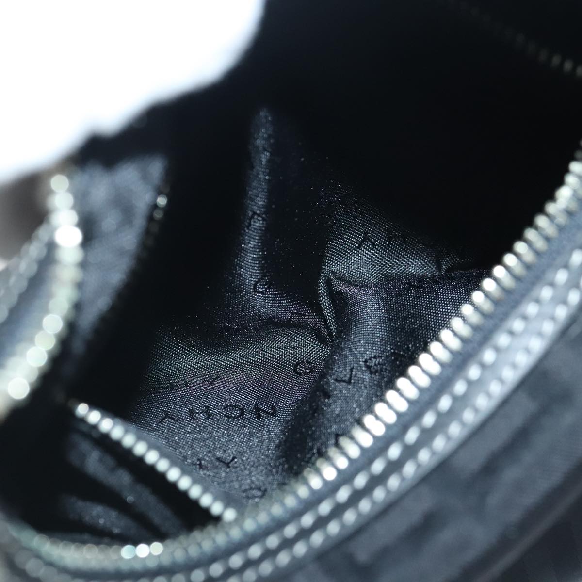 GIVENCHY Hand Bag Nylon Black Silver Auth bs18997