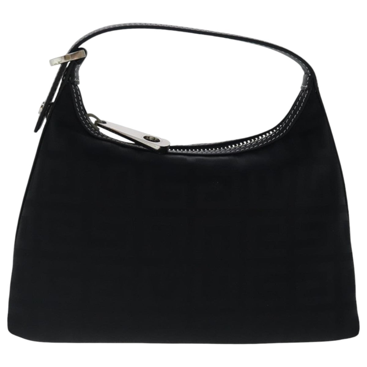 GIVENCHY Hand Bag Nylon Black Silver Auth bs18997