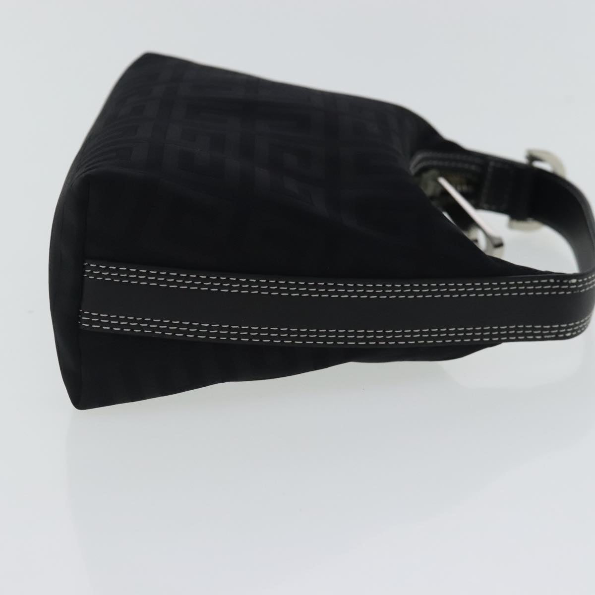 GIVENCHY Hand Bag Nylon Black Silver Auth bs18997