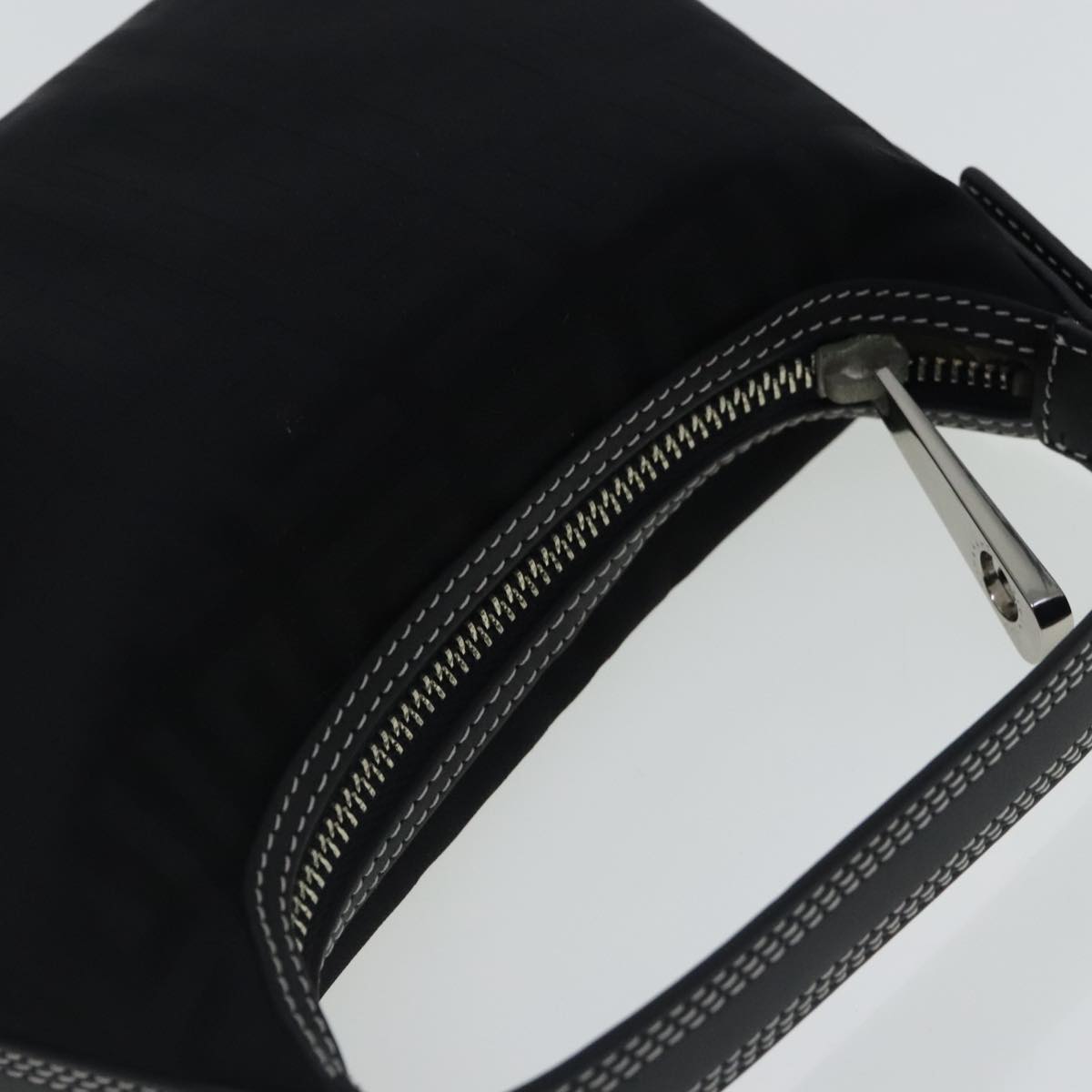 GIVENCHY Hand Bag Nylon Black Silver Auth bs18997