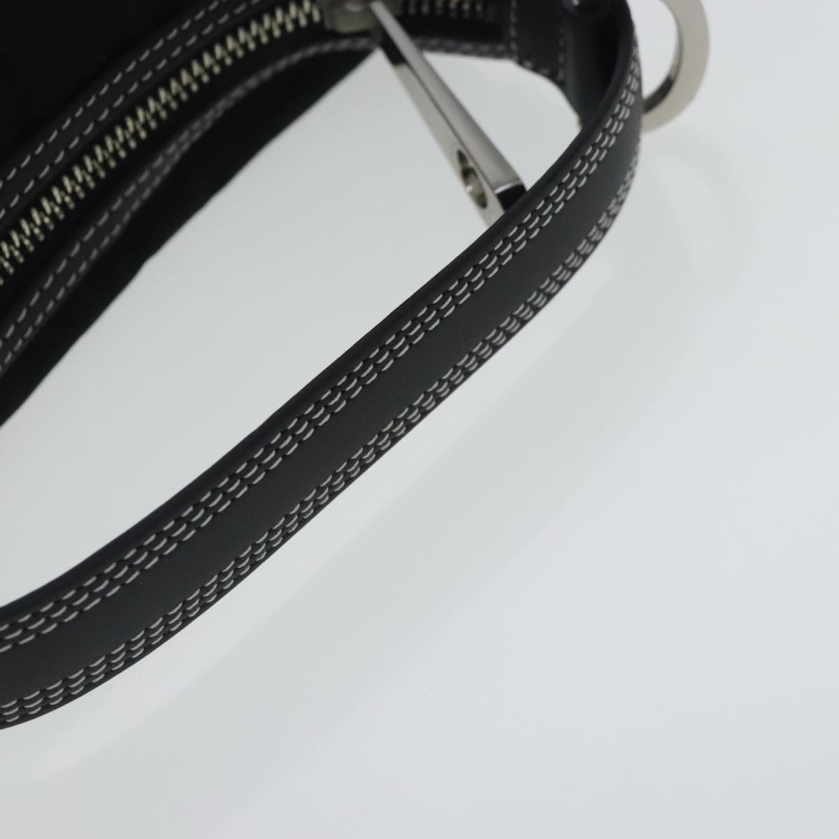 GIVENCHY Hand Bag Nylon Black Silver Auth bs18997