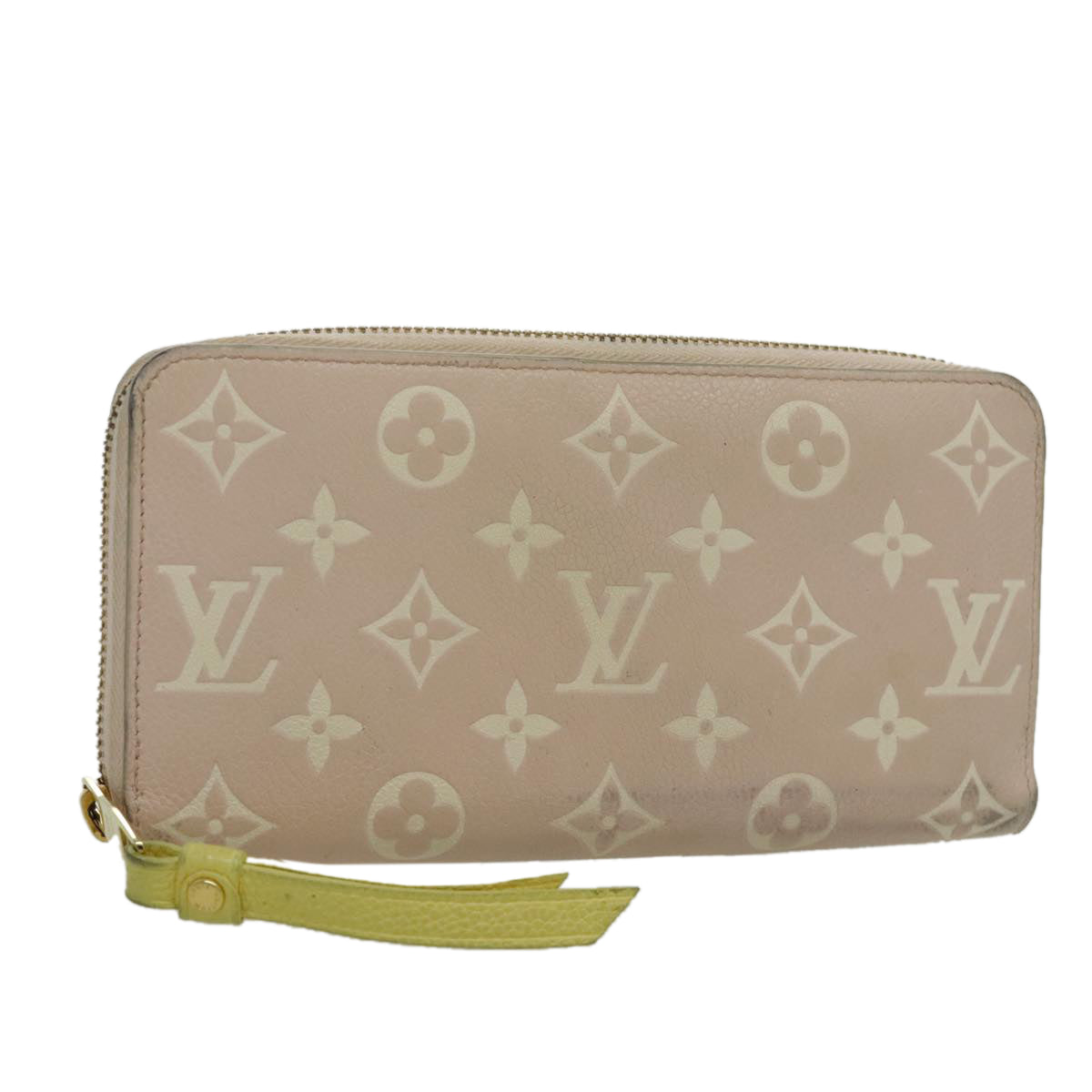 LOUIS VUITTON Monogram Empreinte Zippy Wallet Pink Yellow M81279 LV Auth bs19005