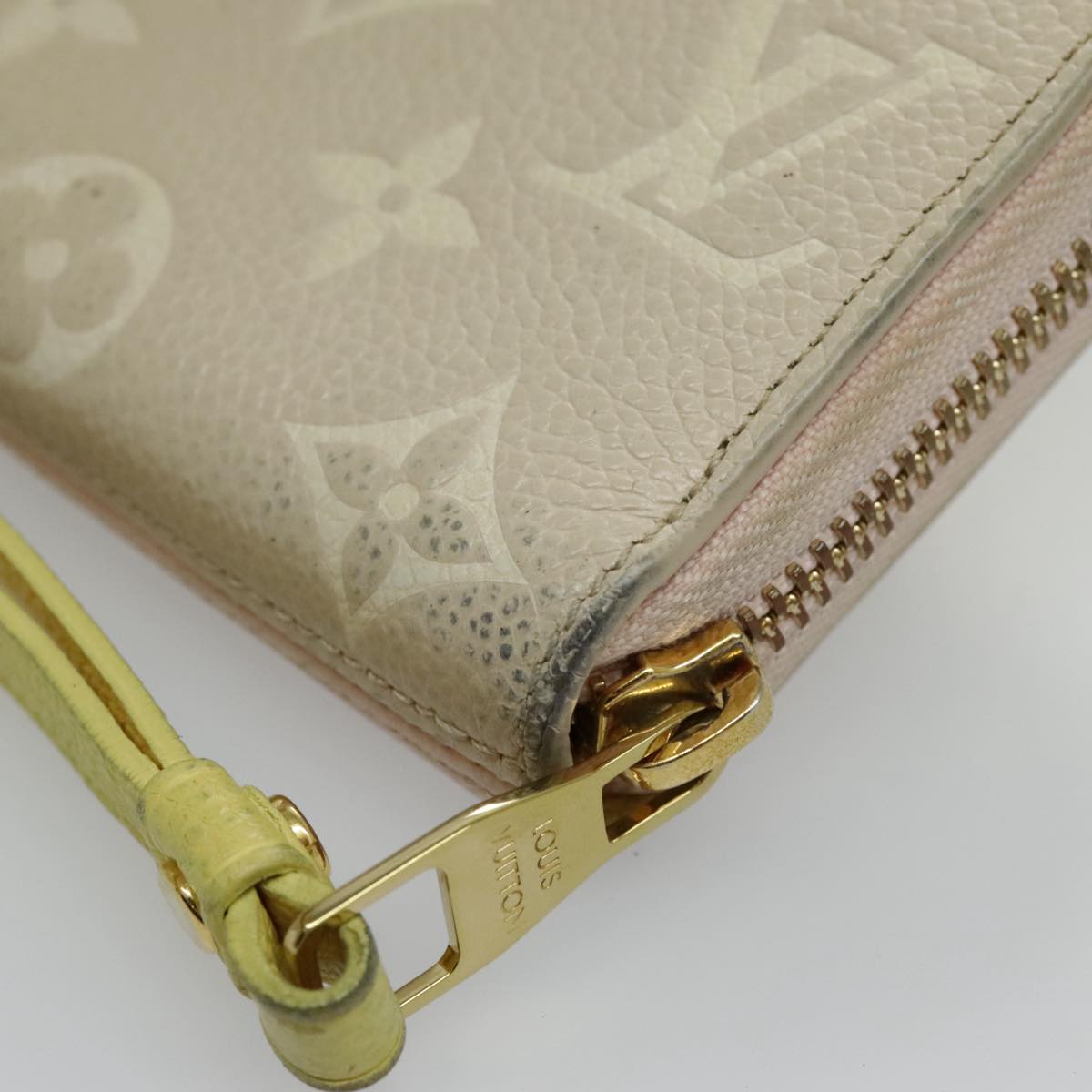 LOUIS VUITTON Monogram Empreinte Zippy Wallet Pink Yellow M81279 LV Auth bs19005