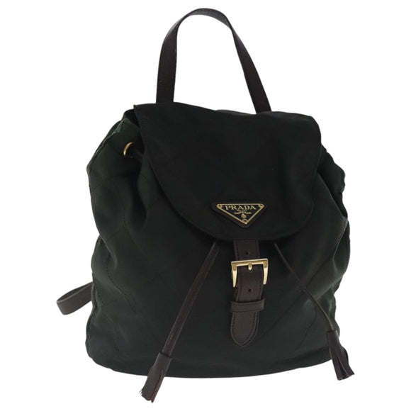 PRADA Backpack Nylon Green Gold Auth bs19006
