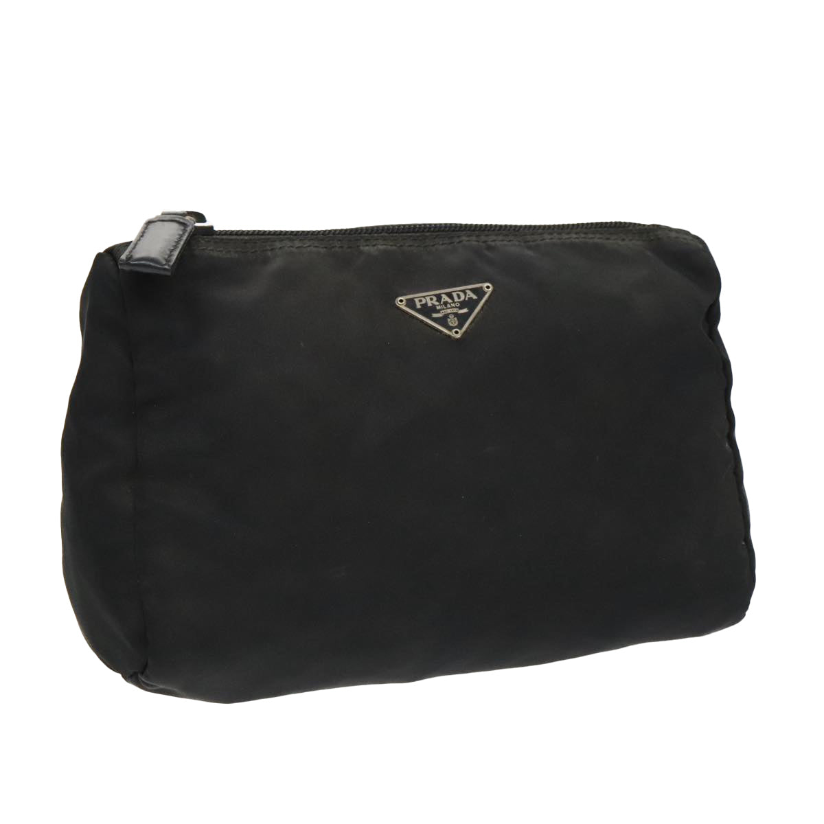 PRADA Pouch Nylon Black Silver Auth bs19008