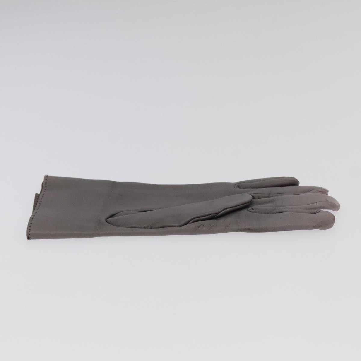 HERMES Gloves Leather Gray Auth bs19011