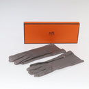 HERMES Gloves Leather Gray Auth bs19011-19