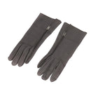 HERMES Gloves Leather Gray Auth bs19011-1