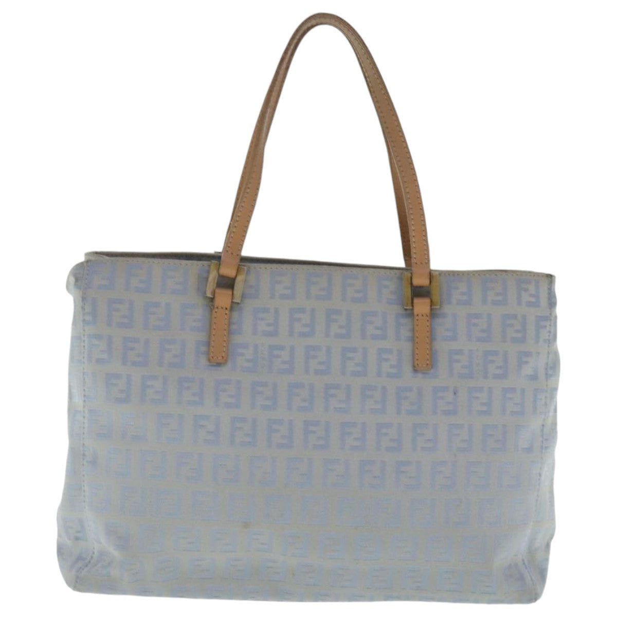 FENDI Zucchino Canvas Hand Bag Light Blue Silver Auth bs19020 - 0