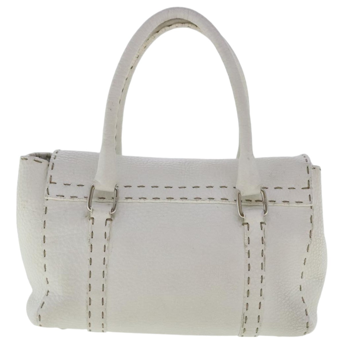 FENDI Celeria Hand Bag Leather White Silver Auth bs19022 - 0